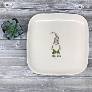 Rae Dunn Christmas gnome mischief med square plate